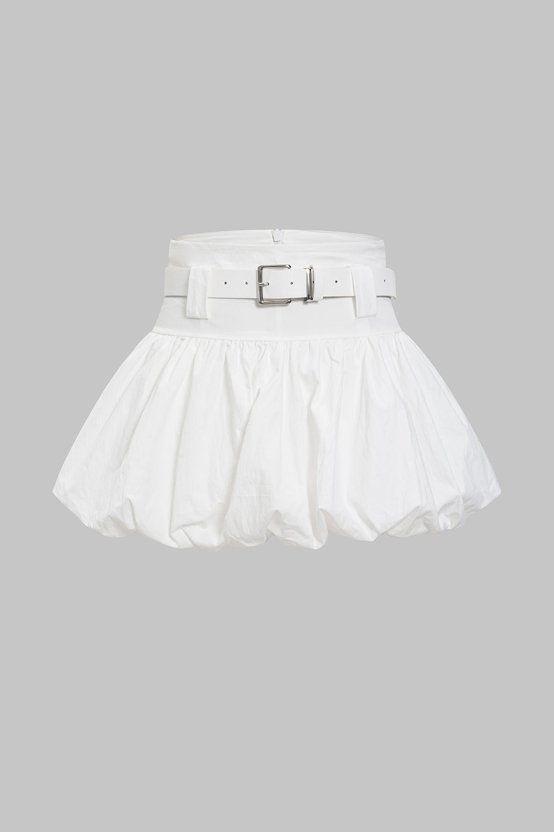Belted Ruched Zipper Skirt