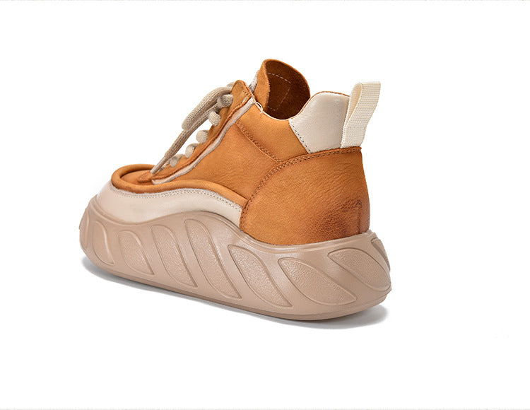 Casual Leather Thick Bottom High Top Shoes