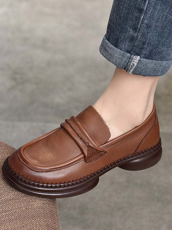 Classic Leather Soft Sole Mid-Heel Shoes