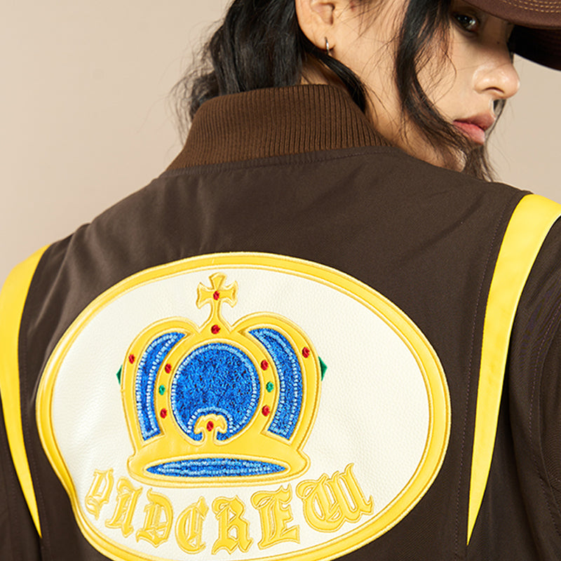 Regal Crown Embroidered Baseball Jacket