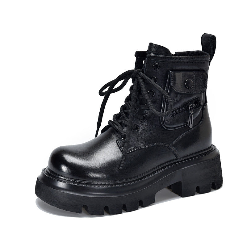 Classic Leather Zipper Thick Bottom Martin Boots