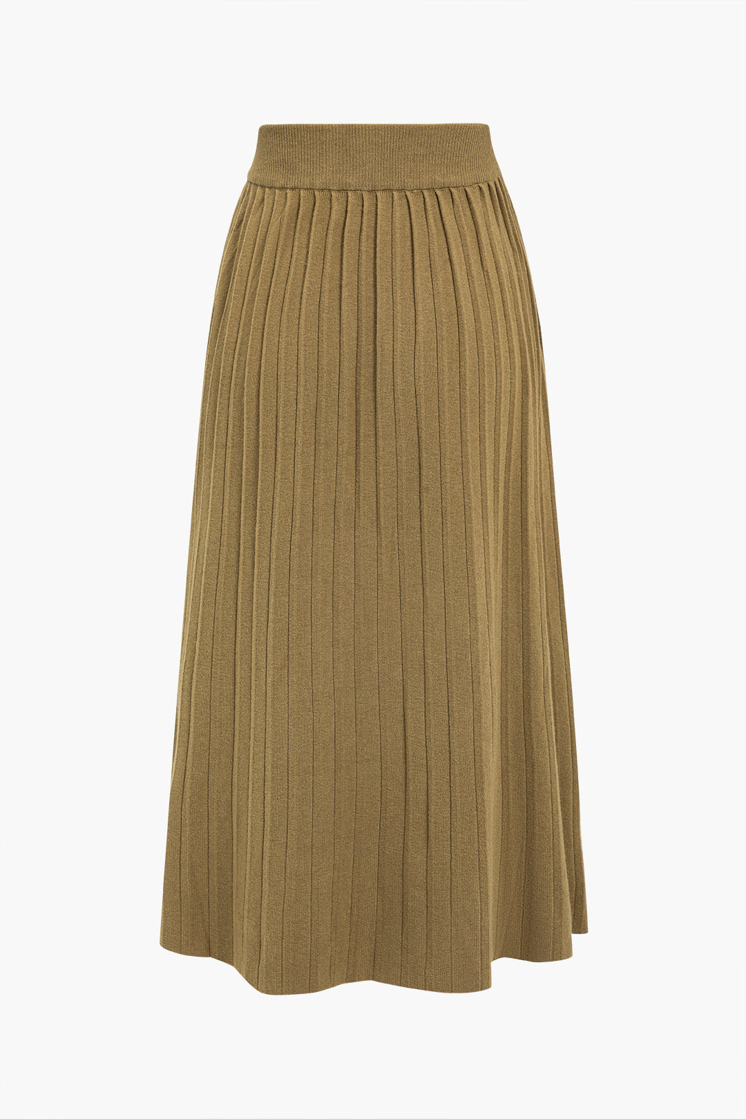 Button Detail Pleated Sweater Midi Skirt