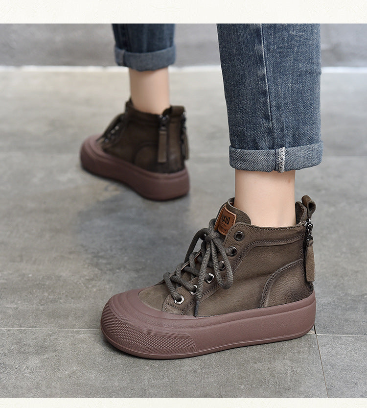 Retro Double Zipper Thick Sole Martin Boots