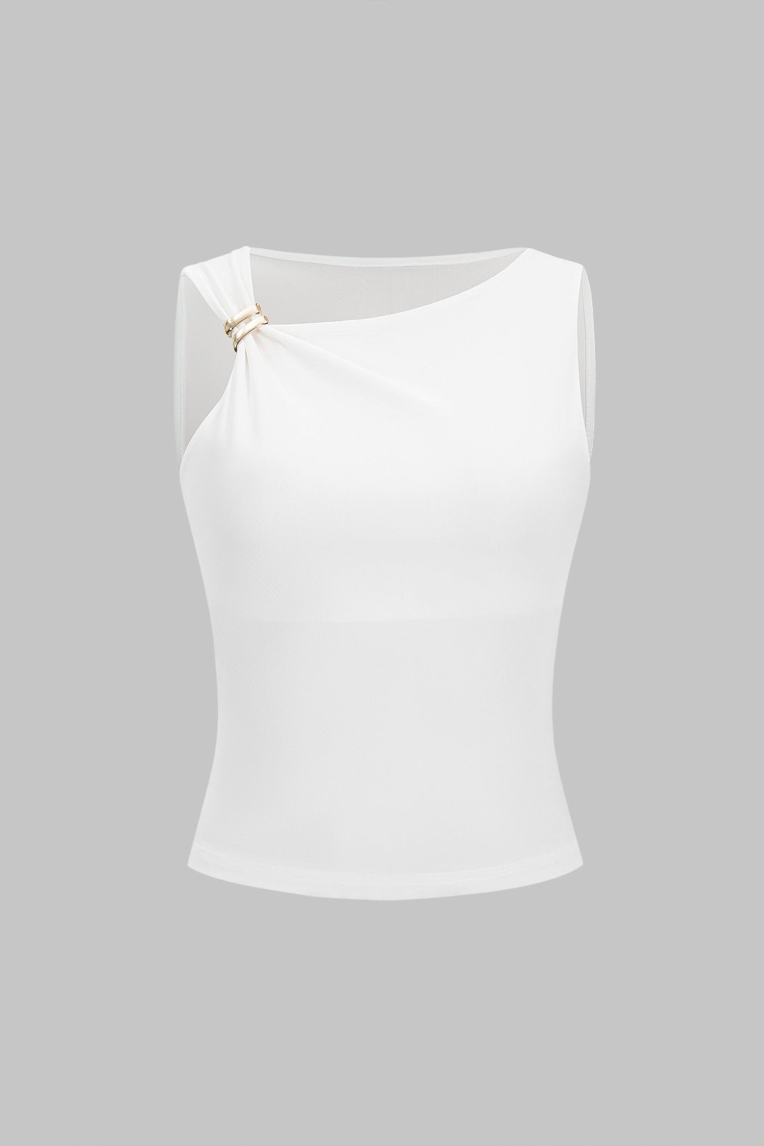 Asymmetrical Metallic Decor Tank Top