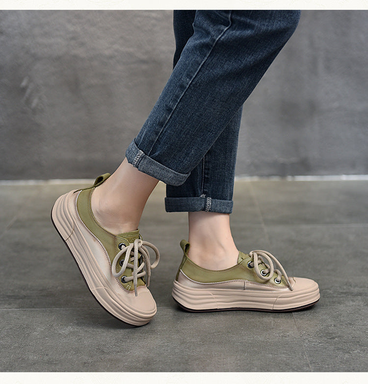 Casual Color Blocking Round Toe Lace-up Shoes