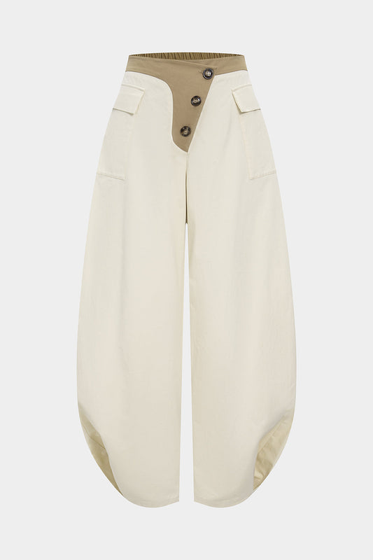 Asymmetrical Button Wide Leg Trousers
