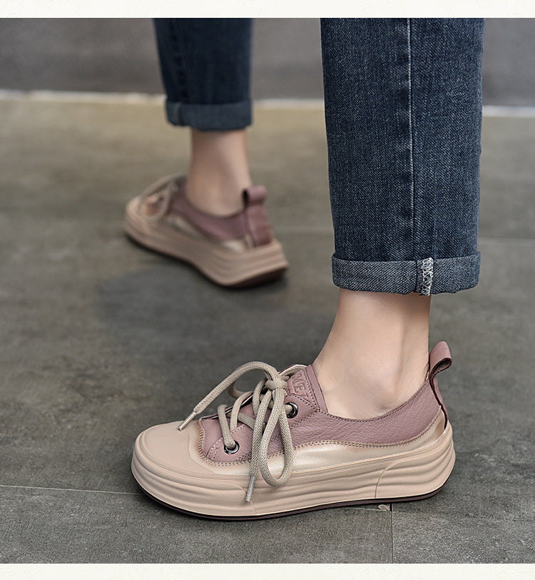 Casual Color Blocking Round Toe Lace-up Shoes