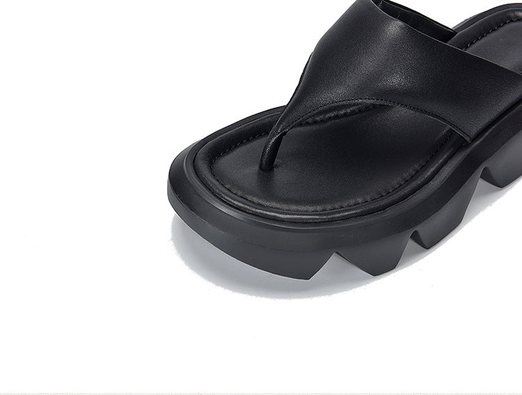 Casual Leather Thick Bottom Slippers