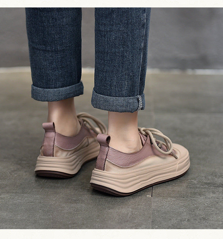 Casual Color Blocking Round Toe Lace-up Shoes