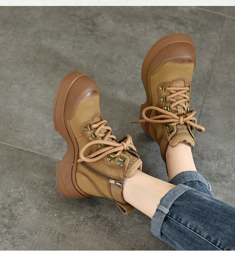 Classic Leather Thick Bottom Lace-Up Martin Boots