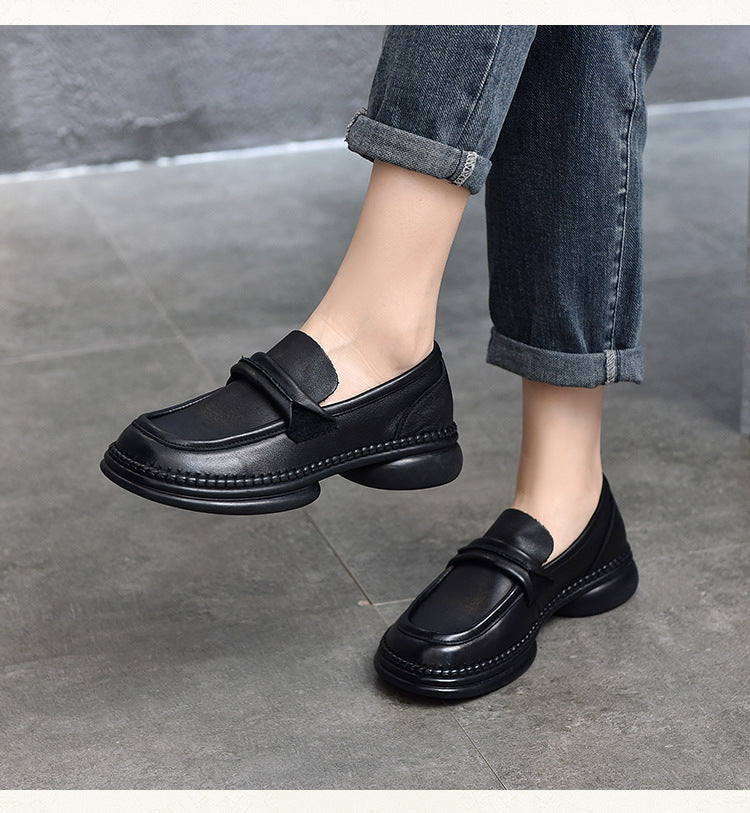 Classic Leather Soft Sole Mid-Heel Shoes