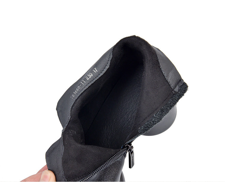 Simple Solid Color High Heel Back Zipper Boots