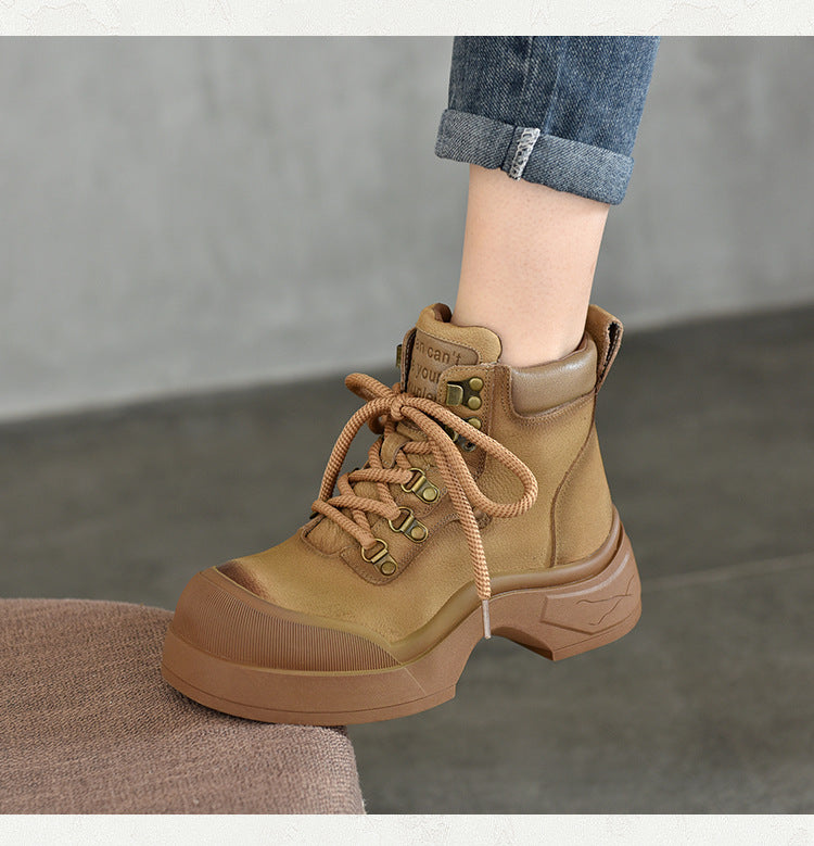 Classic Leather Thick Bottom Lace-Up Martin Boots