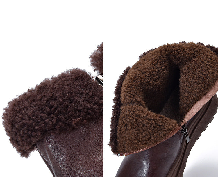 Versatile Warm Solid Color Thick Bottom Cotton Boots