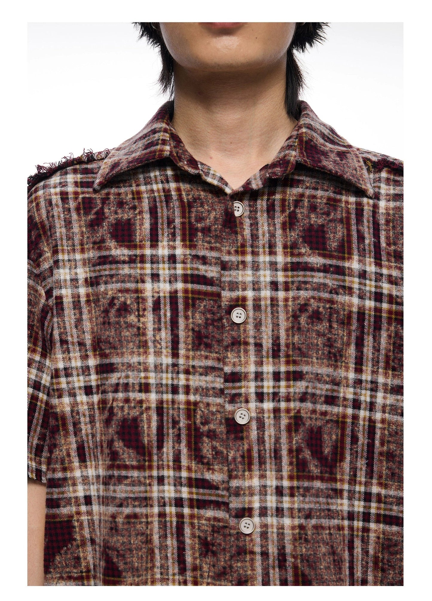 Raw Edge Plaid Shirt