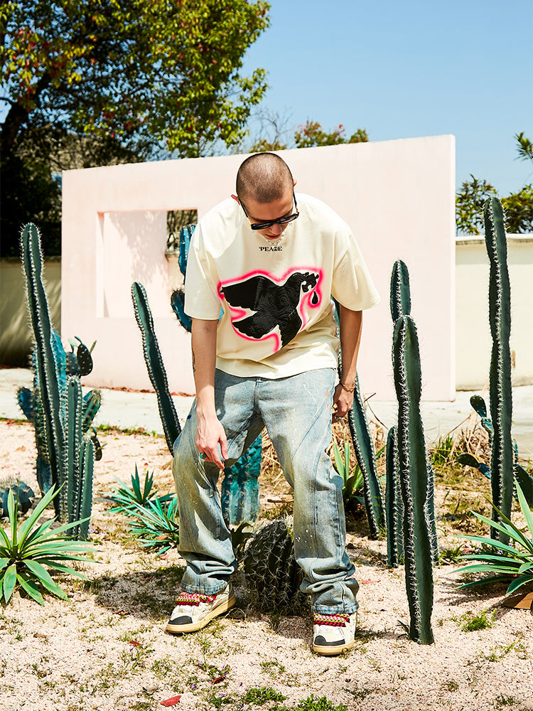 Serene Peace Dove Suede Foam Printed T-Shirt