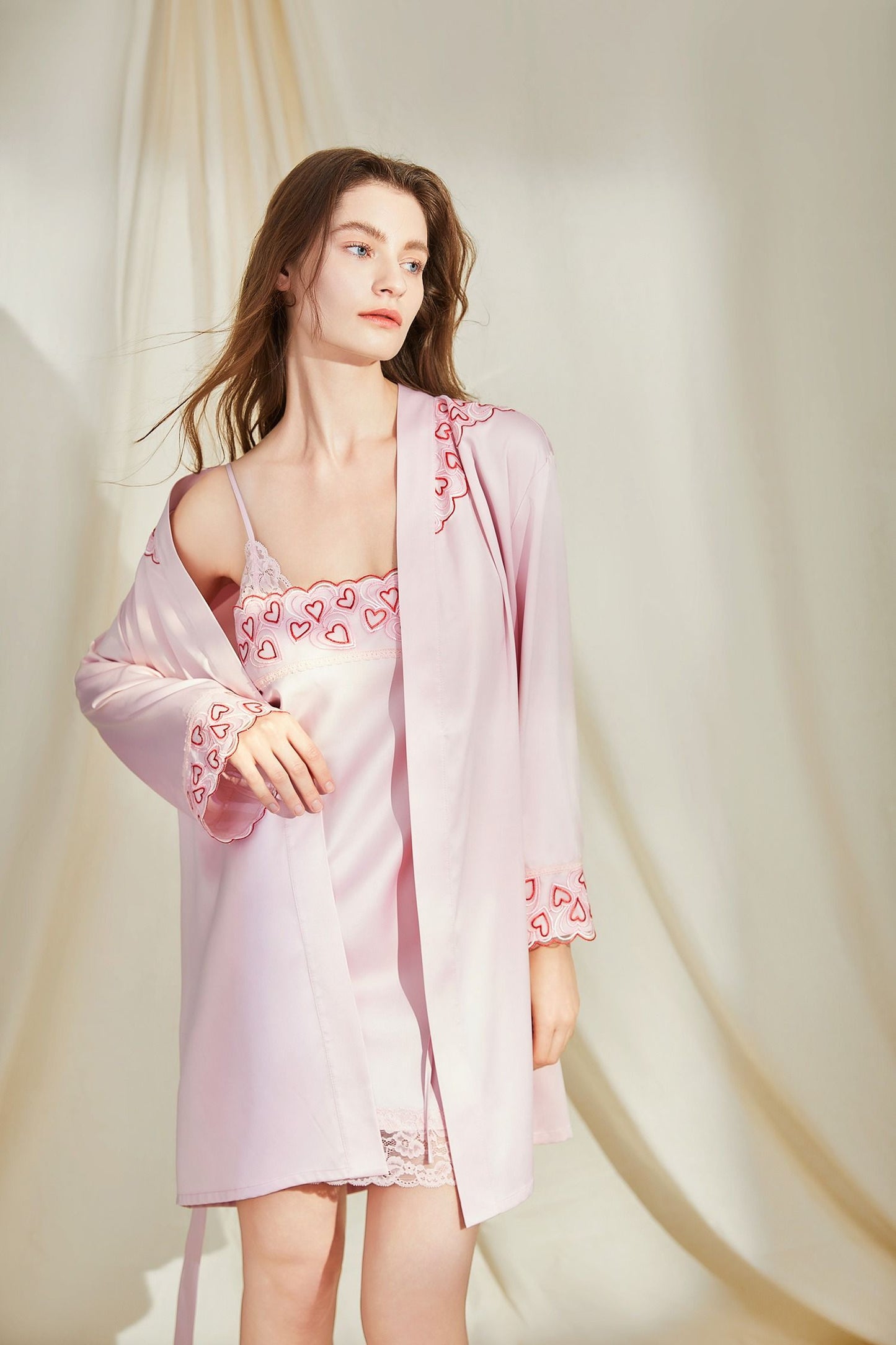 Sheer Lace Chemise Nightgown And Robe Set