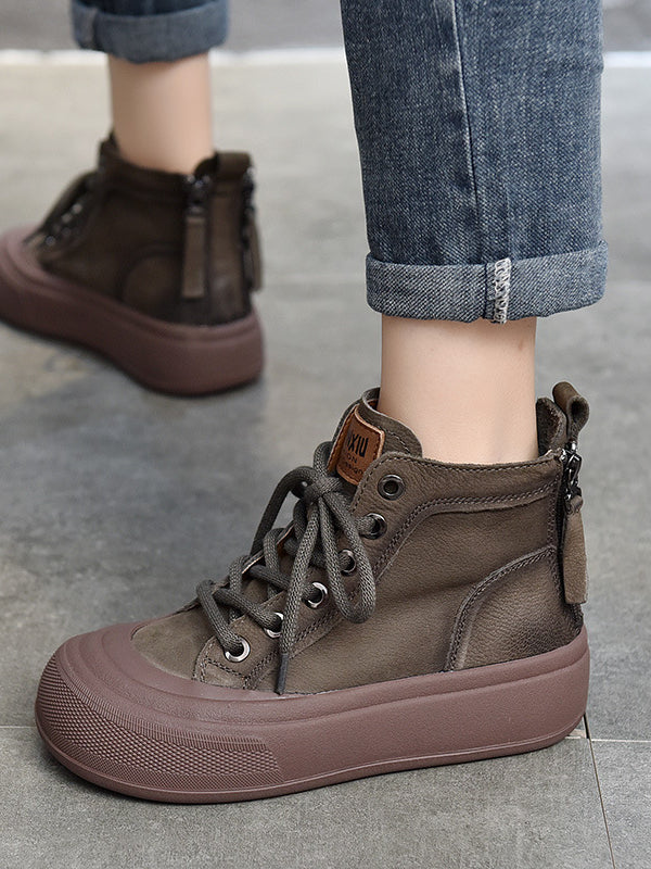 Retro Double Zipper Thick Sole Martin Boots