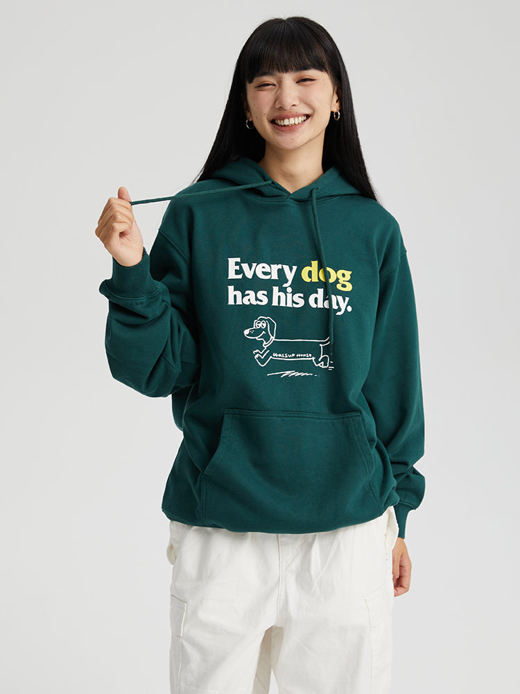 Playful Puppy'S Day Print Hoodie