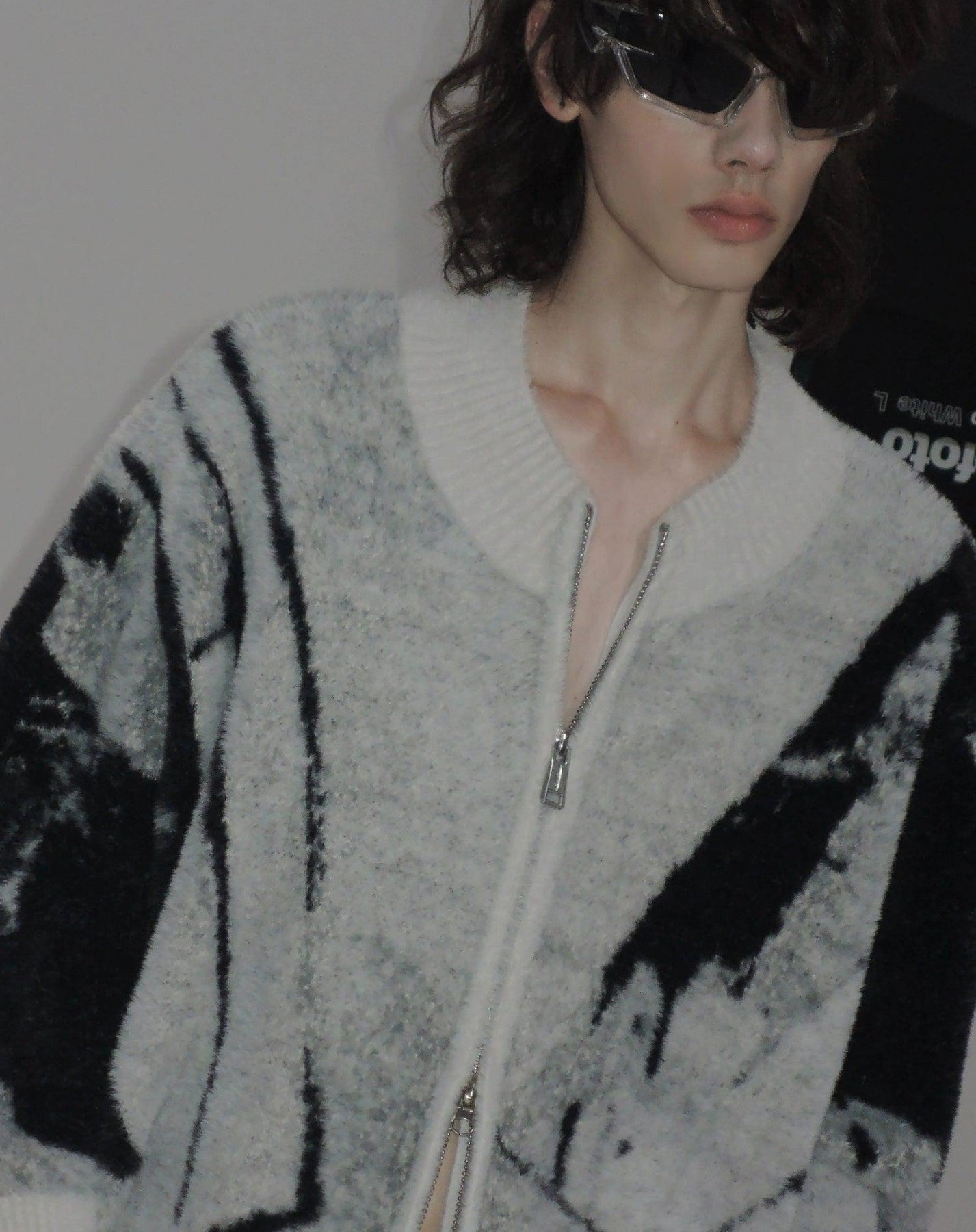 Modern Monochrome Fleece Cardigan