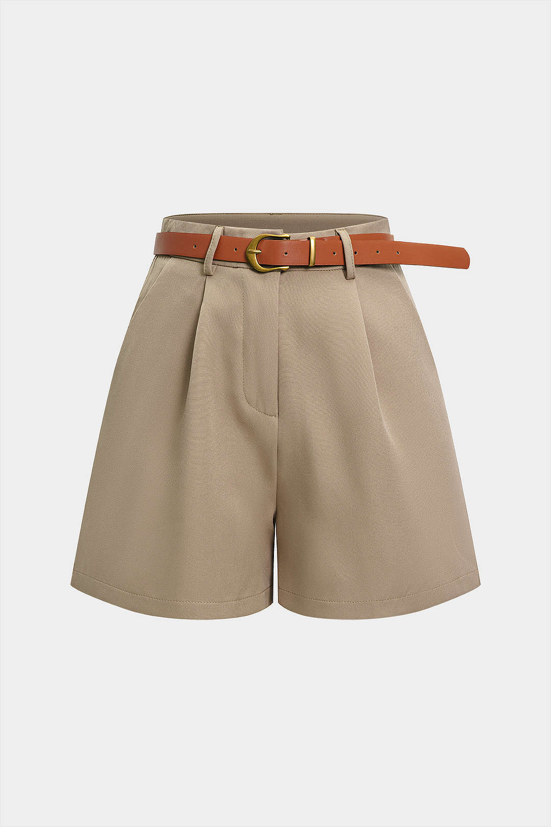 Belted Button Ruched Shorts