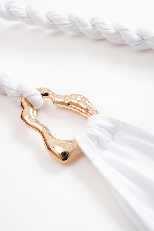 Asymmetrical Twist Knot Metallic Skirt Set