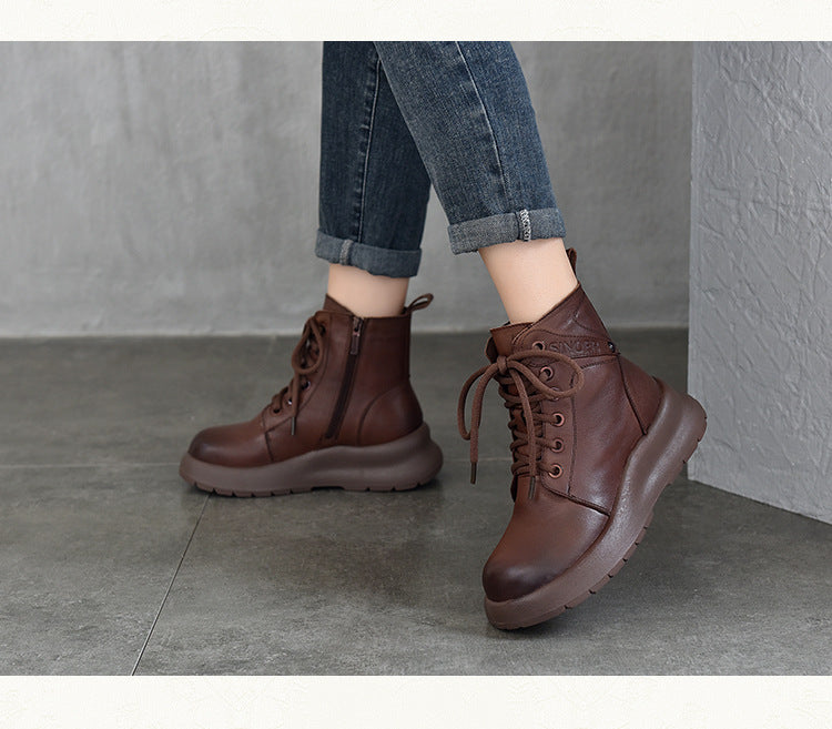 Warm Leather Thick Bottom Martin Boots