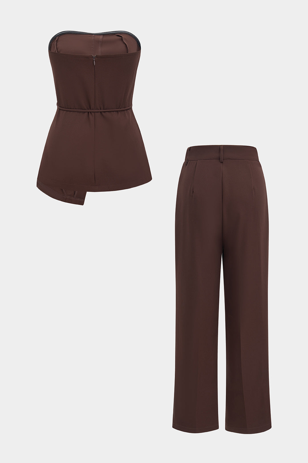Asymmetrical Tie-Up Tube Top And Trousers Set