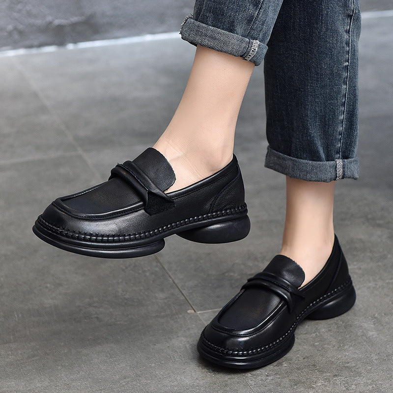 Classic Leather Soft Sole Mid-Heel Shoes