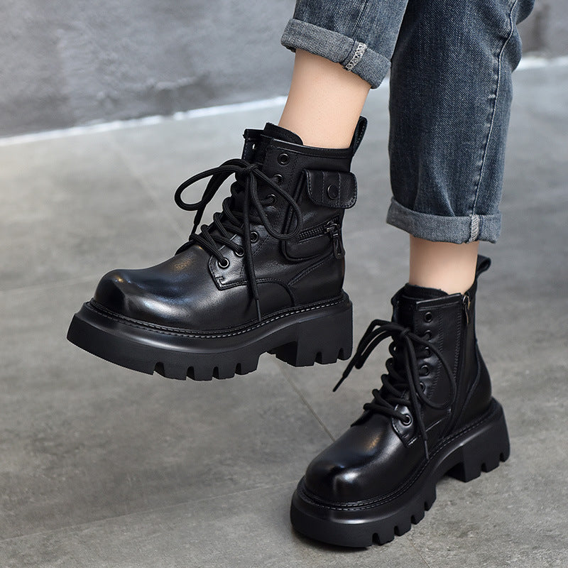 Classic Leather Zipper Thick Bottom Martin Boots