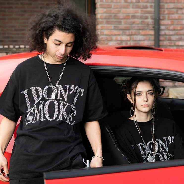 Rhinestone Embellished Logo Tee