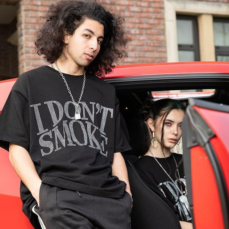 Rhinestone Embellished Logo Tee