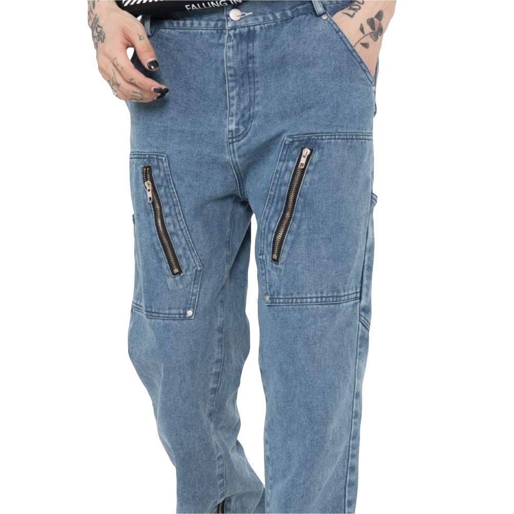 Multi-Zip Utility Denim Jeans