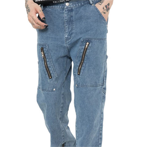 Multi-Zip Utility Denim Jeans