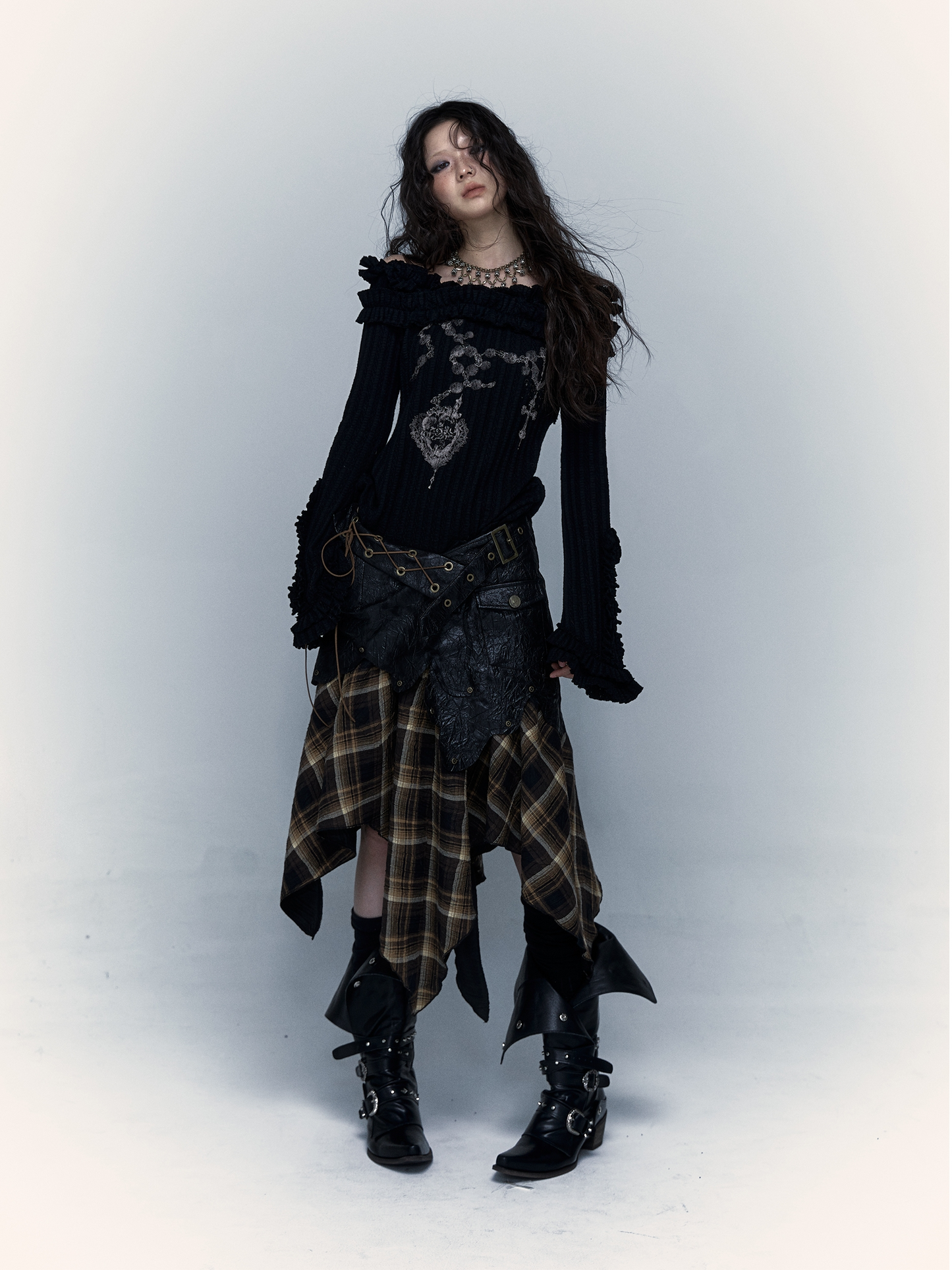 Rebel Tartan Asymmetrical Skirt