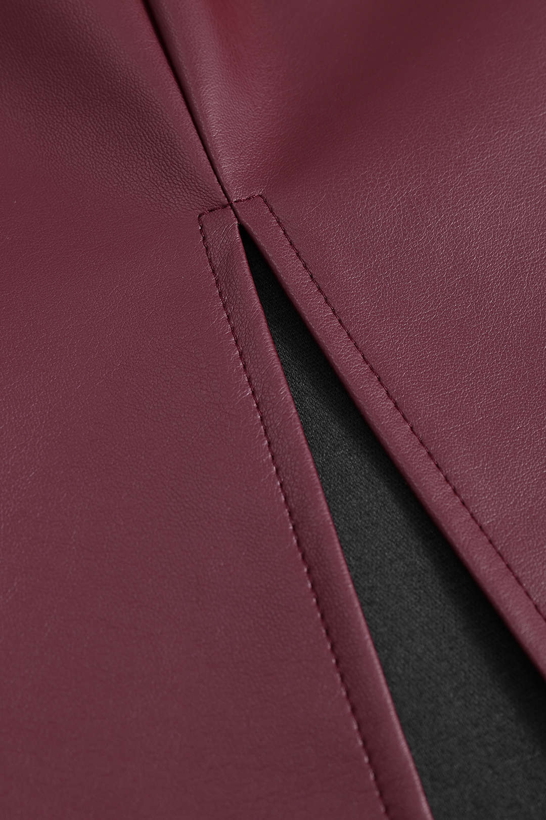 Basic Faux Leather Slit Skirt