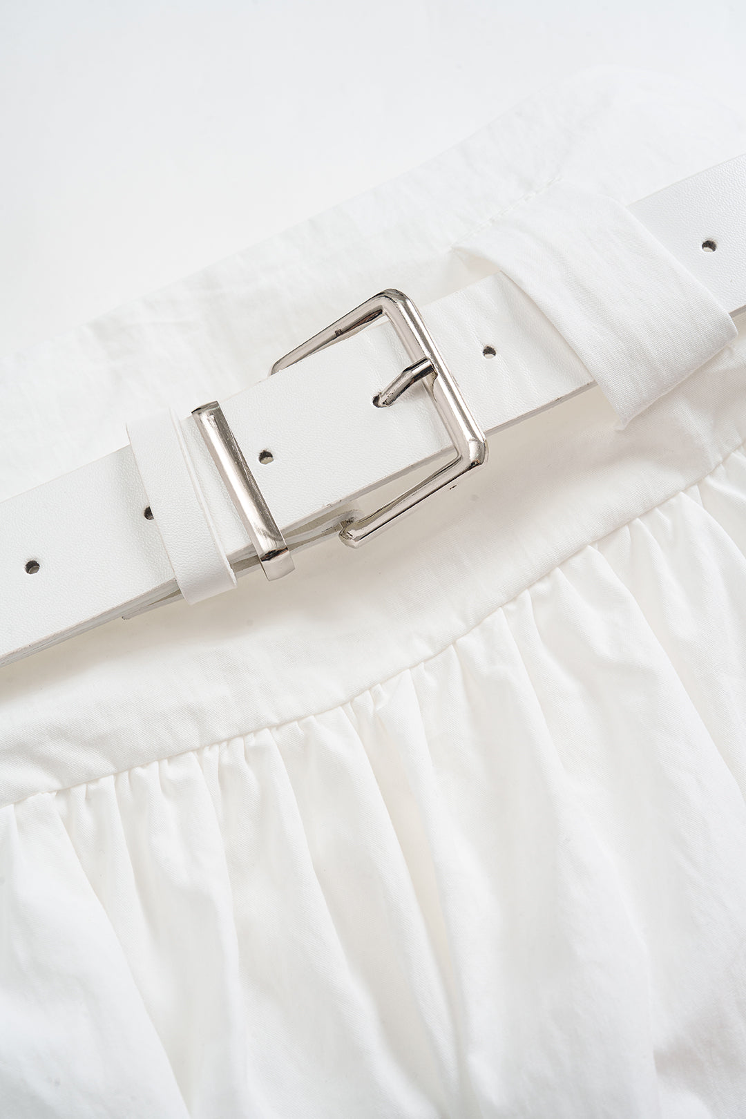 Belted Ruched Zipper Skirt