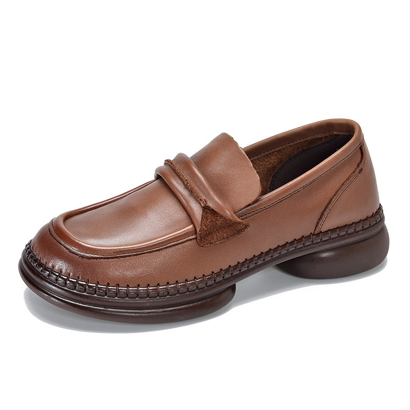 Classic Leather Soft Sole Mid-Heel Shoes