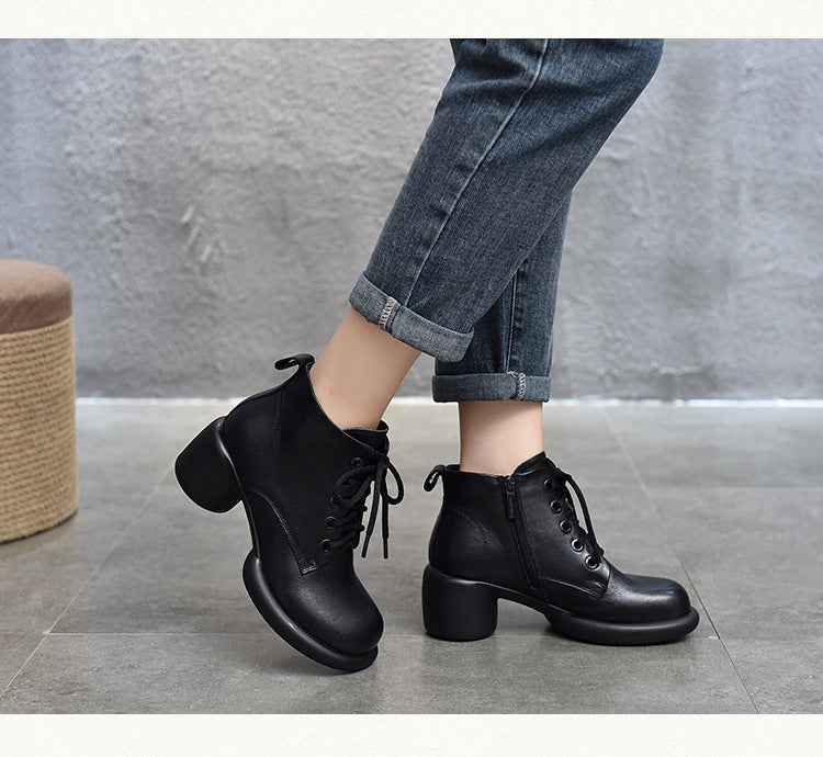 British Style Side Zipper High Heel Boots