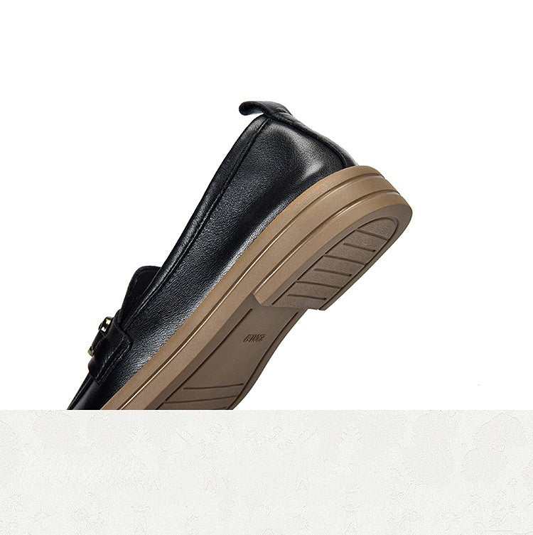 British Style Splicing Round Toe Leather Shoes