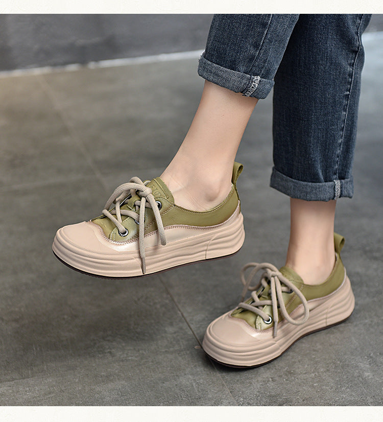 Casual Color Blocking Round Toe Lace-up Shoes