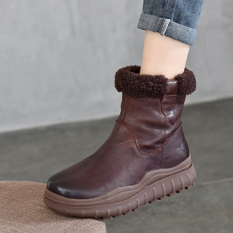 Versatile Warm Solid Color Thick Bottom Cotton Boots