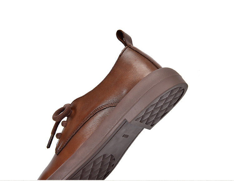Casual Leather Lace-up Flat Shoes