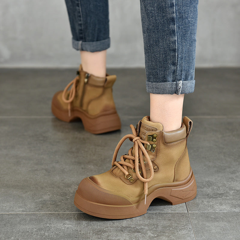 Classic Leather Thick Bottom Lace-Up Martin Boots