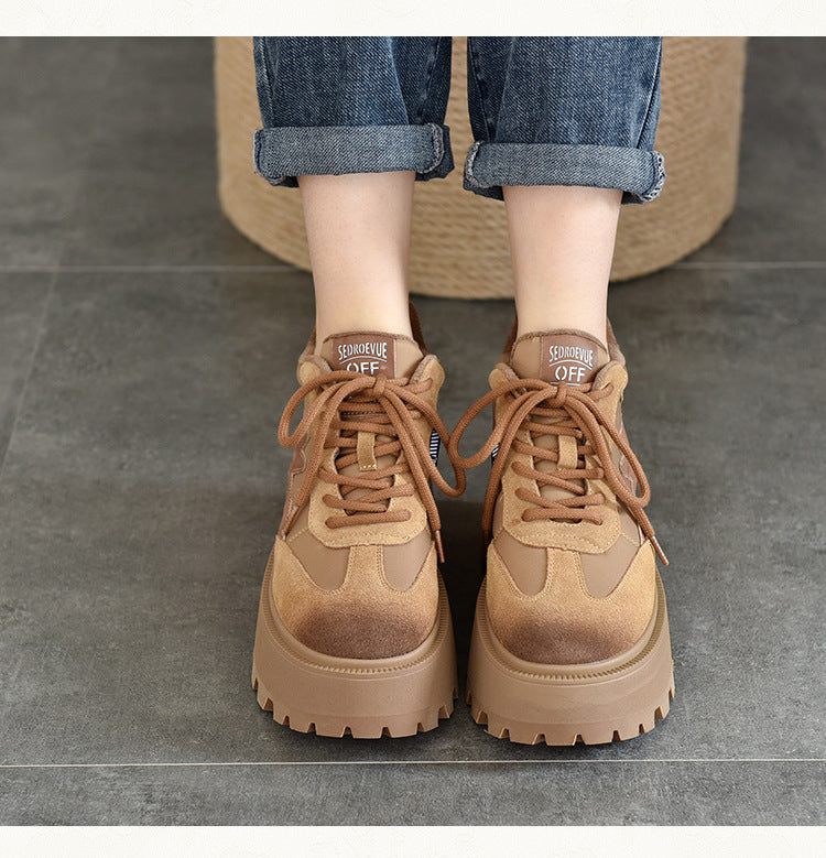 Vintage Leather Thick Bottom Shoes