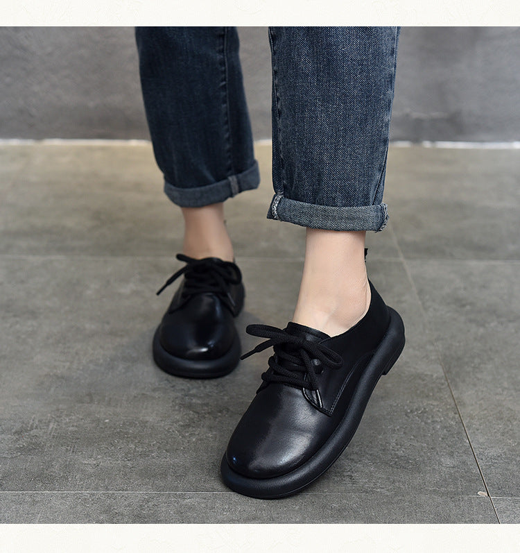 Casual Leather Lace-up Flat Shoes