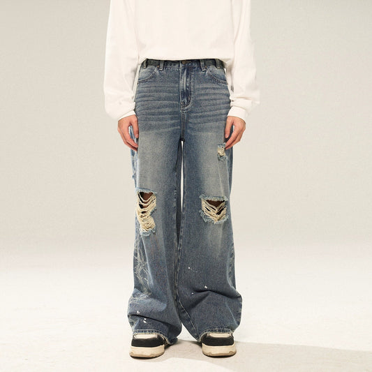 Bootcut Jeans With Distressed Faded Effect
