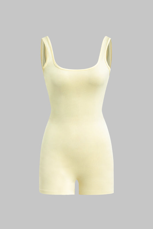 Basic Solid Square Neck Romper
