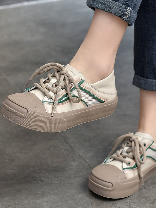 Casual Splicing Leather Lace-up Shoes