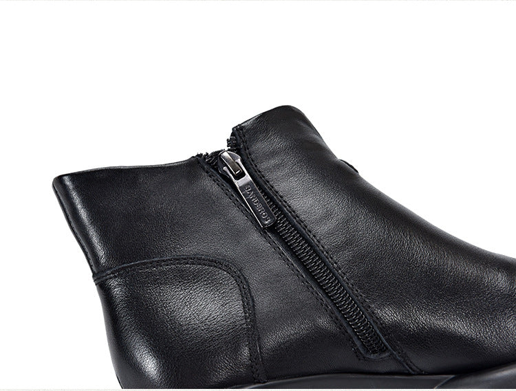 Simple Solid Color High Heel Back Zipper Boots